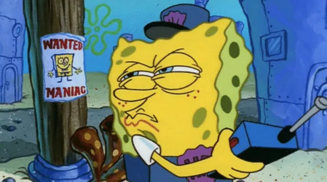 SpongeBob Wanted Maniac meme card