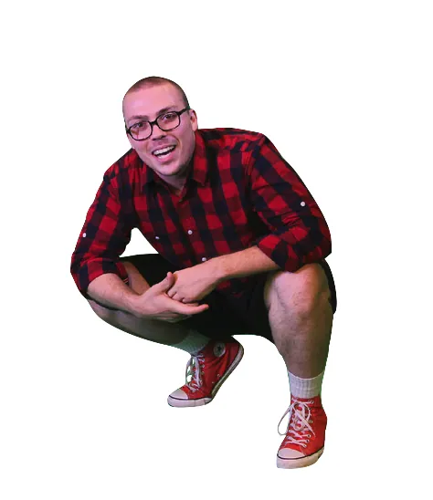 Squatting Anthony Fantano meme card