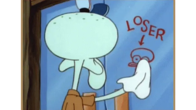 Carte meme Squidward Cleaning "Loser" Window Graffiti