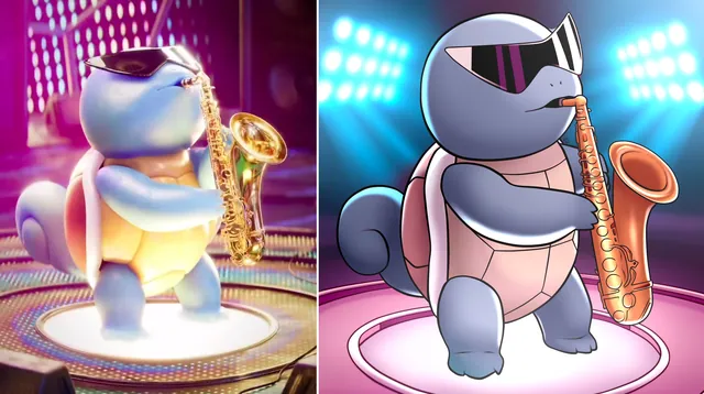 Squirtle Saxophone meme card