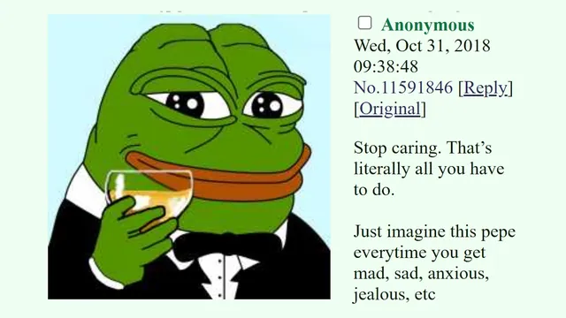 Stop Caring Pepe meme card