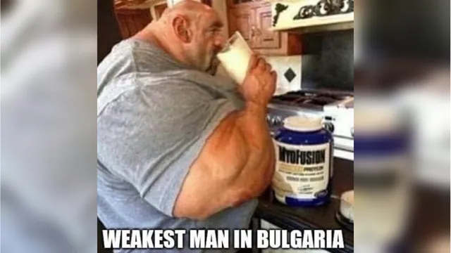 Strongest Man vs. Weakest Man meme card