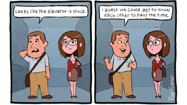 Stuck in the Elevator meme card