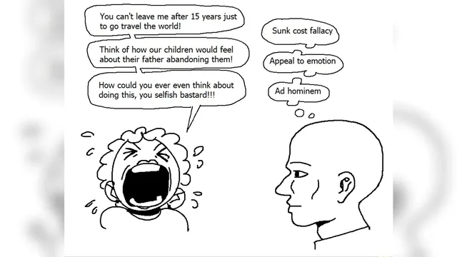 Sunk Cost Fallacy, Appeal to Emotion, Ad Hominem meme card