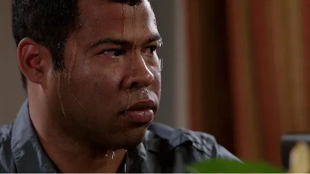Sweating Jordan Peele meme card
