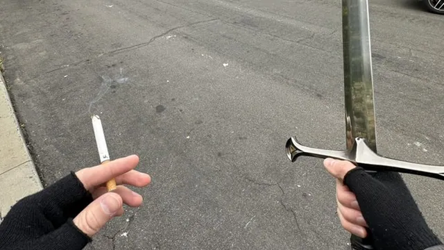 Sword and Cigarette Combo meme card
