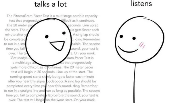 Talks a Lot, Listens meme card