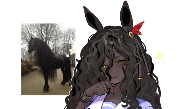 Tall Beautiful Black Uma / Friesian Horse Girl (Umamusume) meme card