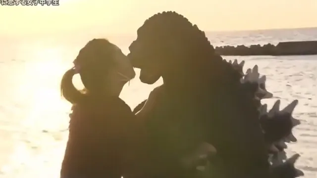 Teen Girl Goes On a Date With Godzilla meme card