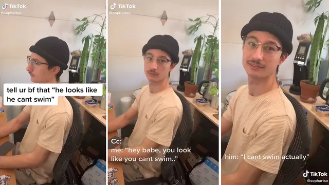 Tell Your Boyfriend 'You Look Like You Can't Swim' meme card