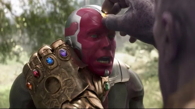 Thanos Taking the Mind Stone from Vision meme card