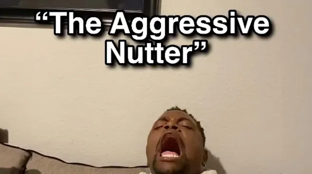 The Aggressive Nutter meme card