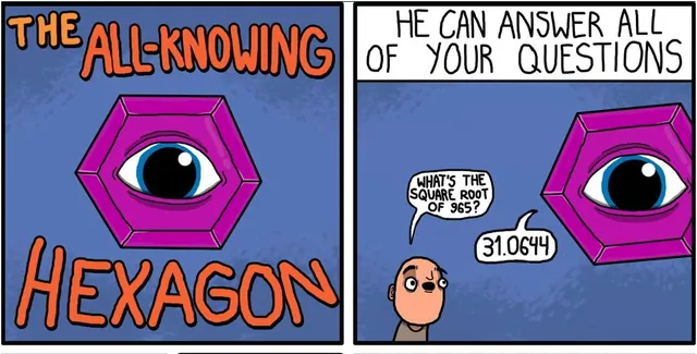 The All-Knowing Hexagon meme card