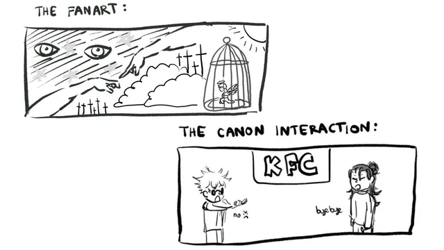 Carte meme The Fanart vs. The Canon Interaction