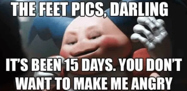The Feet Pics, Darling meme card