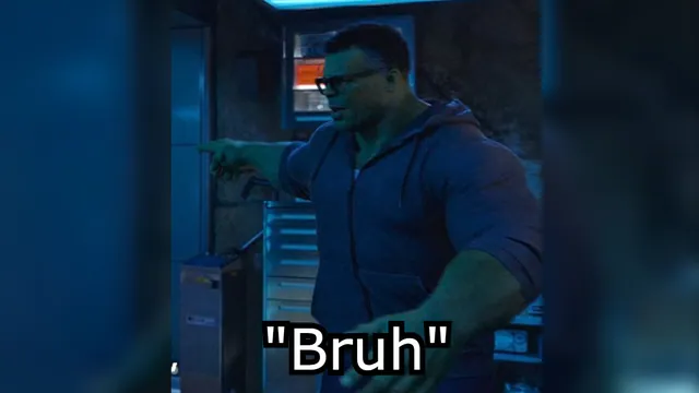 The Hulk Saying "Bruh" meme card