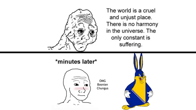 The World is a Cruel and Unjust Place meme card