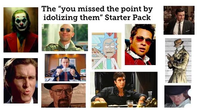 The "You Missed the Point by Idolizing Them" Starter Pack meme card