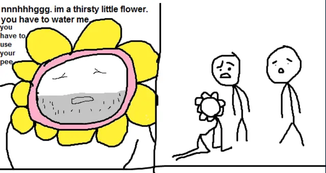 Thirsty Little Flower meme card