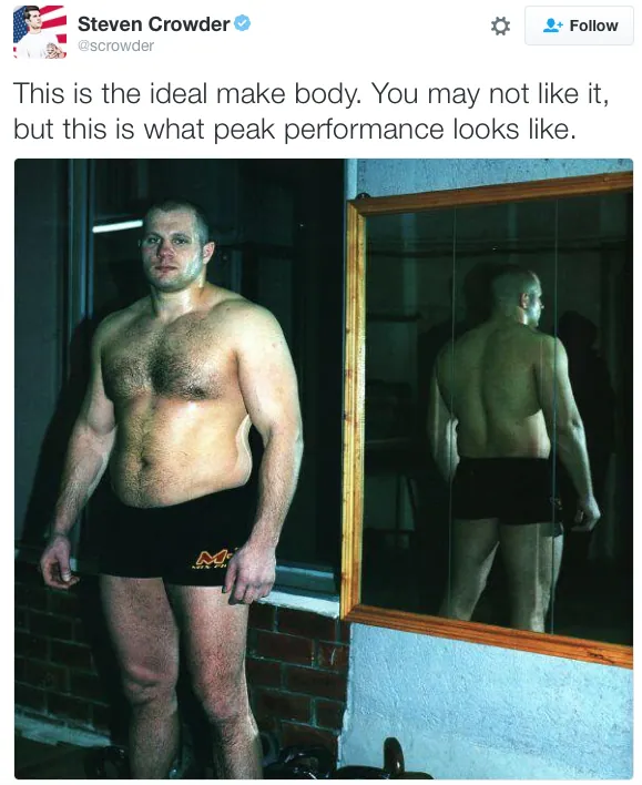 "This Is the Ideal Male Body" meme card