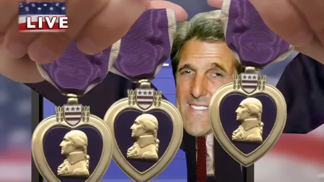 Three Purple Hearts / "This Land" JibJab Parody meme card
