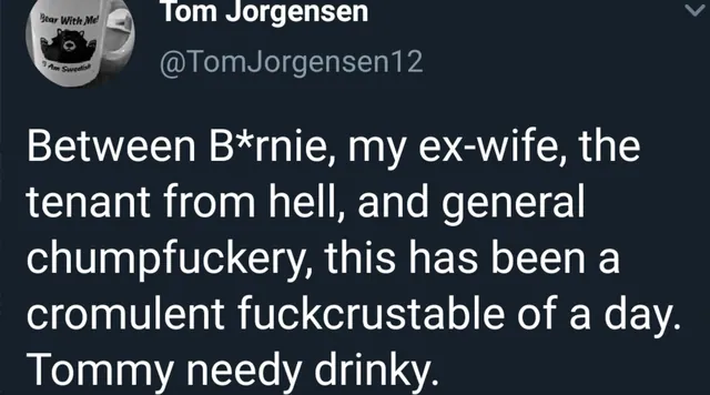 Tommy Needy Drinky meme card