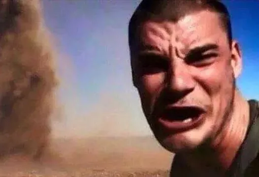 Tornado Selfie / Here It Comes meme card