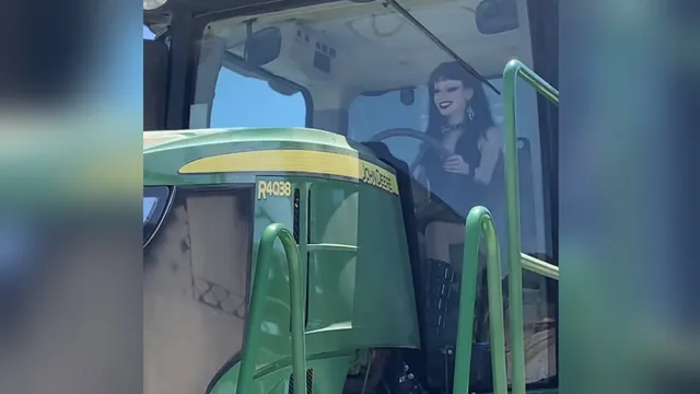 Tractor Goth Girl meme card