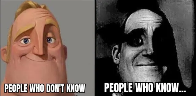 Carte meme Traumatized Mr. Incredible / People Who Don’t Know vs. People Who Know