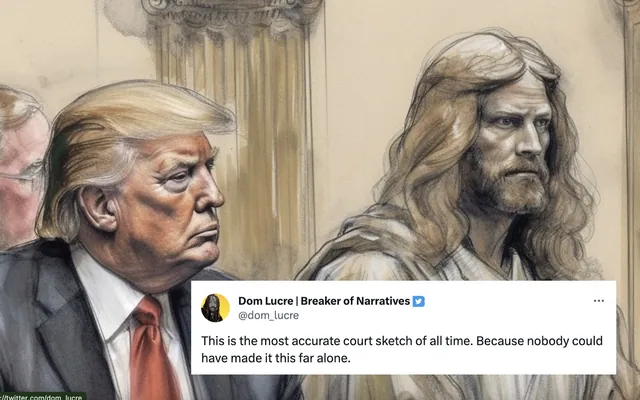 Carte meme Trump and Jesus Courtroom Sketch