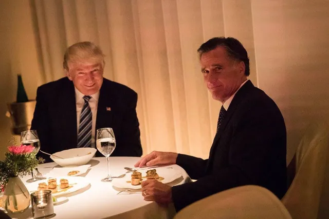 Trump/Romney Dinner Photo meme card