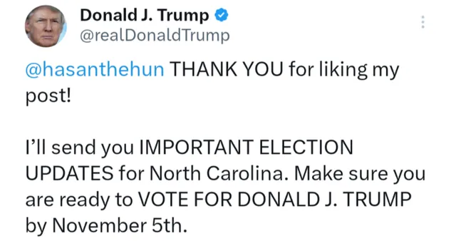 Carte meme Trump "Thank You For Liking My Post" Tweets