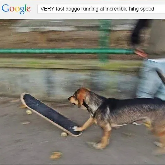Very Fast Doggo Running at Incredible Hihg Speed meme card
