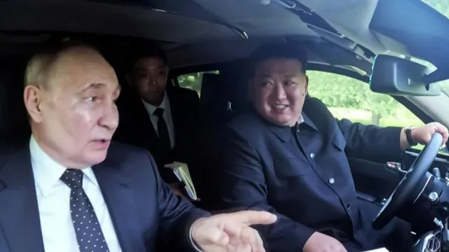 Vladimir Putin and Kim Jong-un Car Drive meme card