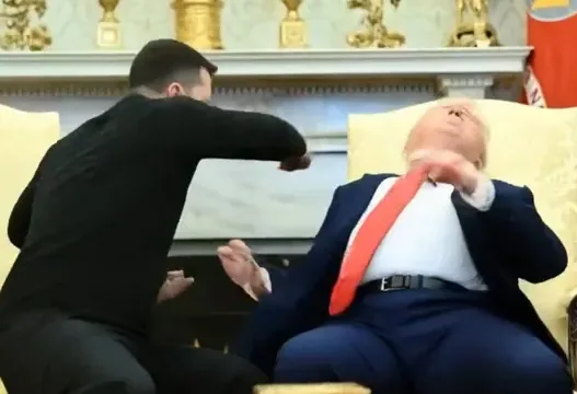 Volodymyr Zelenskyy Punching Donald Trump AI Video meme card