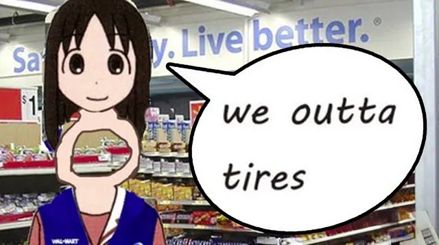We Outta Tires meme card
