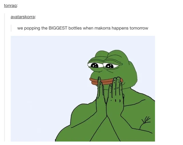 "We Popping the Biggest Bottles When Makorra Happens Tomorrow" meme card