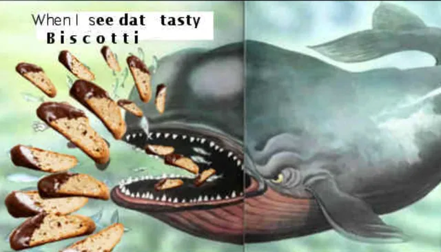 When I See Dat Tasty Biscotti / Biscotti Whale meme card