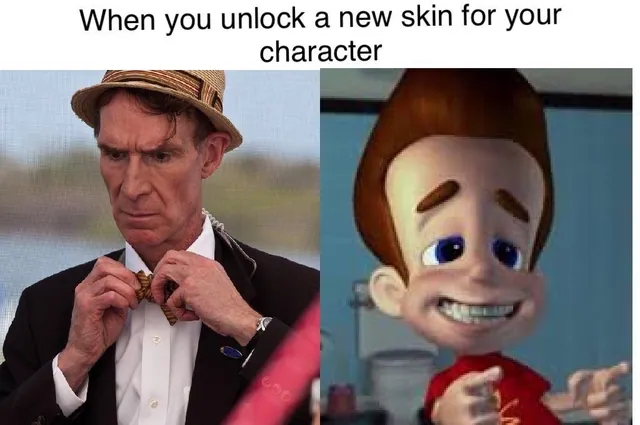 When You Unlock a New Skin meme card