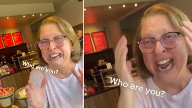 "Who Are You?" Shocked White Woman meme card