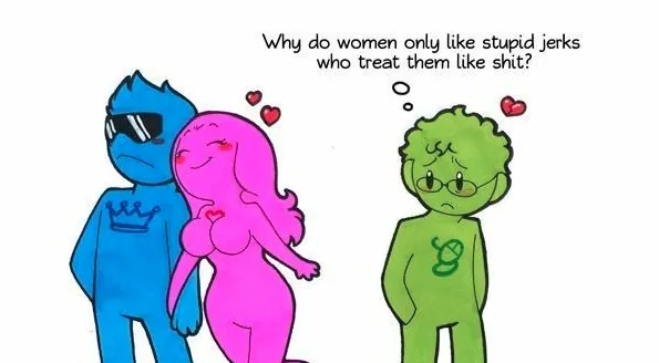 Why Do Women Only Like Stupid Jerks Who Treat Them Like Shit? meme card