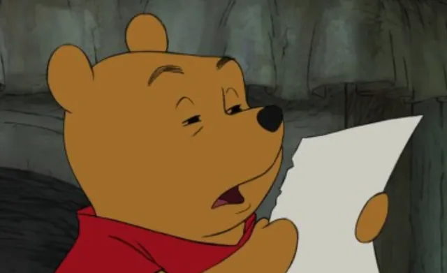 Winnie the Pooh Reading meme card