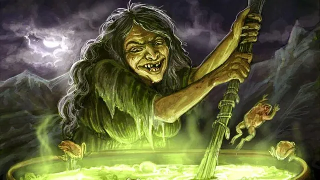 Witch Stirring Cauldron Rhymes meme card