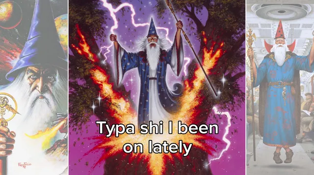 Wizardposting meme card