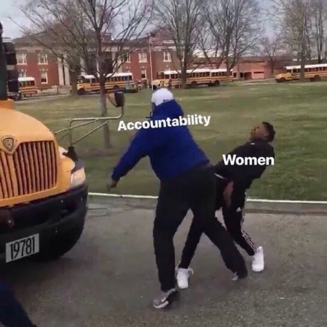 Women Dodging Accountability meme card
