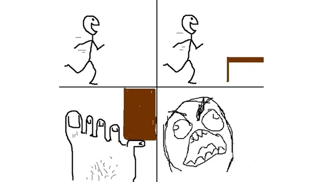 X Stubbing Pinky Toe On Table Leg meme card