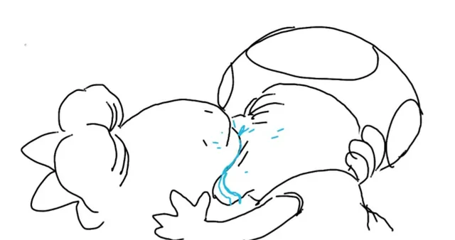 Yoshi and Toad Kissing meme card