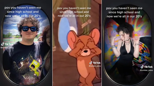 You Haven't Seen Me Since High School / Jerry Looking Through Window meme card