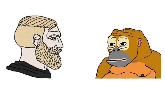 You're Such a Dumb Animal / Chad vs. Monkey meme card