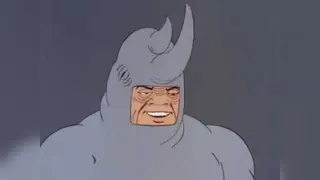 Carte meme 60’s Spider-Man Rhino, rareté rare